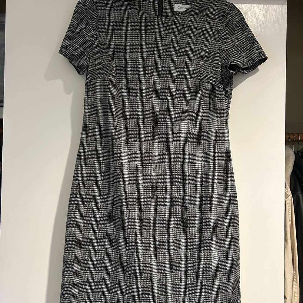 Calvin Klein Black and White Plaid Mini Dress